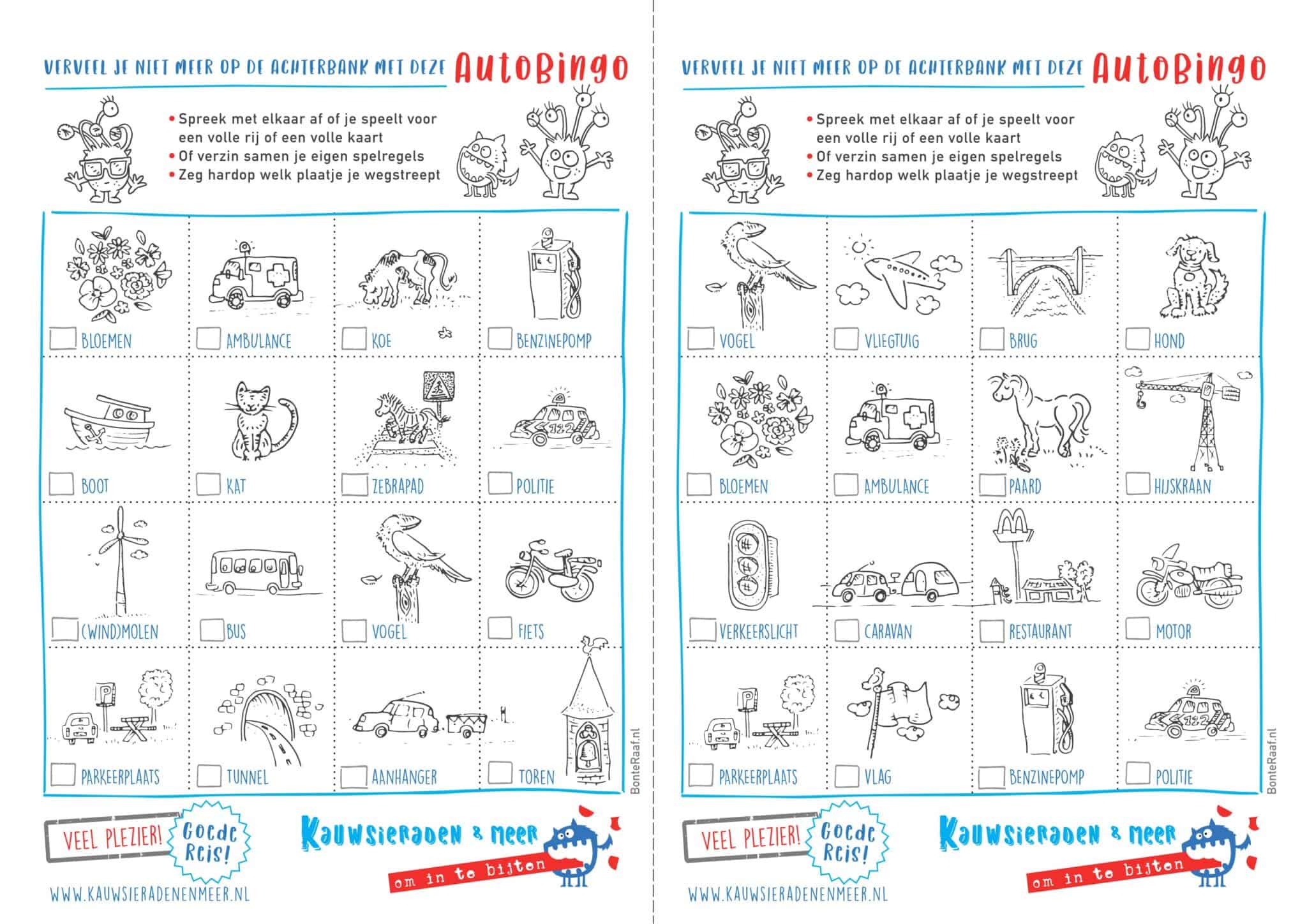Gratis autobingo - Kauwsieraden & meer